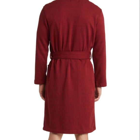 Ugg Robinson Men's Wrap Robe in Dark Cherry Heather - Picture 2 of 5